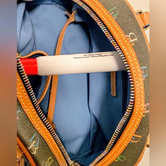 Vintage Y2K Dooney & Bourke Rainbow Monogram Mini Bowler Handbag w/ Heart Charm - Picture 13 of 17